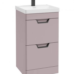 FREYA 50cm 2 Drawer Floor Standing Vanity Unit Matt Cashmere Pink-Matt Black Handle