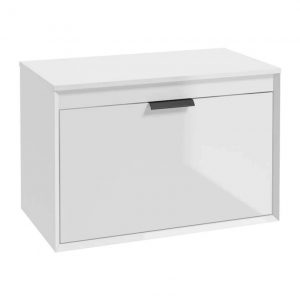 FJORD 80cm Unit with Counter Top Black Handle Gloss White