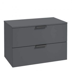 STOCKHOLM 80cm Unit with Counter Top Black Handle Matt Midnight Grey