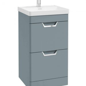 FREYA 50cm 2 Drawer Floor Standing Vanity Unit Matt Coral Green-Chrome Handle