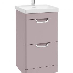 FREYA 50cm 2 Drawer Floor Standing Vanity Unit Matt Cashmere Pink-Chrome Handle