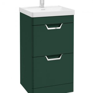 FREYA 50cm 2 Drawer Floor Standing Vanity Unit Matt Wreath Green-Chrome Handle