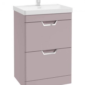 FREYA 60cm 2 Drawer Floor Standing Vanity Unit Matt Cashmere Pink-Chrome Handle