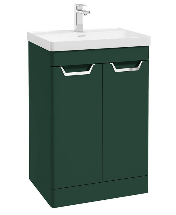  FREYA 60cm 2 Door Floor Standing Vanity Unit Matt Wreath Green-Chrome Handle