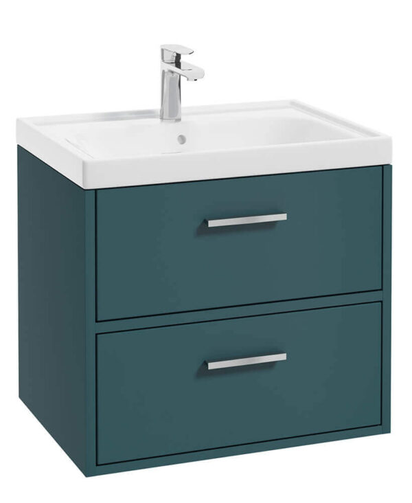  FINLAND Ocean Blue Matt 60cm Wall Hung Vanity Unit - Brushed Chrome Handle