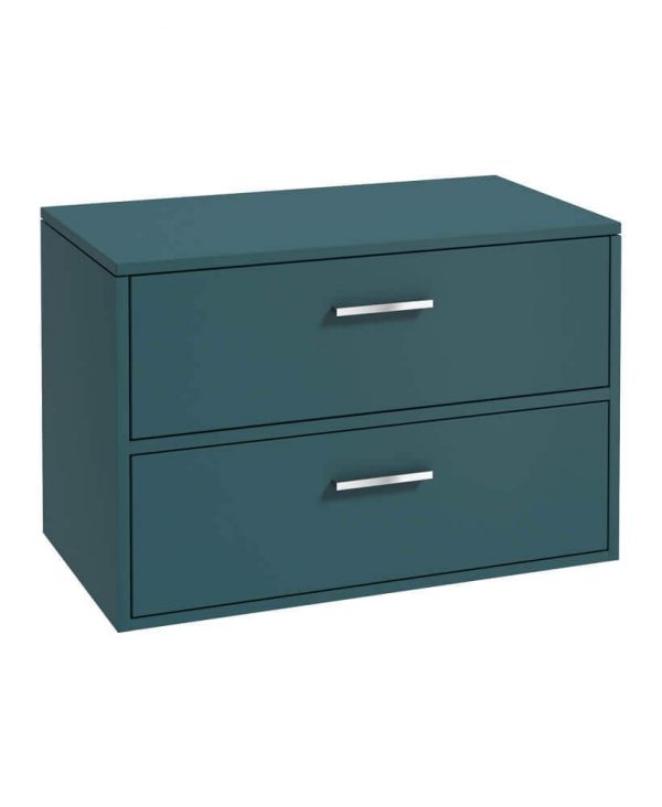  FINLAND 80cm Unit with Counter Top Chrome Handle Matt Ocean Blue