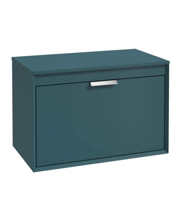  FJORD 80cm Unit with Counter Top Chrome Handle Matt Ocean Blue