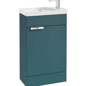 STOCKHOLM 50cm Floor Standing Cloakroom Unit Chrome Handle Matt Ocean Blue