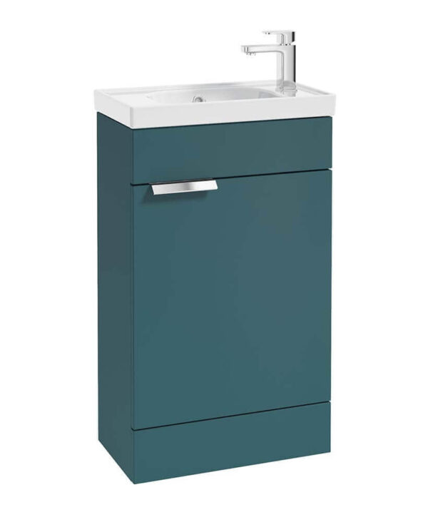  STOCKHOLM 50cm Floor Standing Cloakroom Unit Chrome Handle Matt Ocean Blue