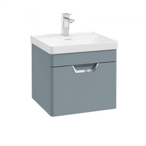 FREYA 50cm 1 Drawer Wall Hung Vanity Unit Matt Coral Green-Chrome Handle