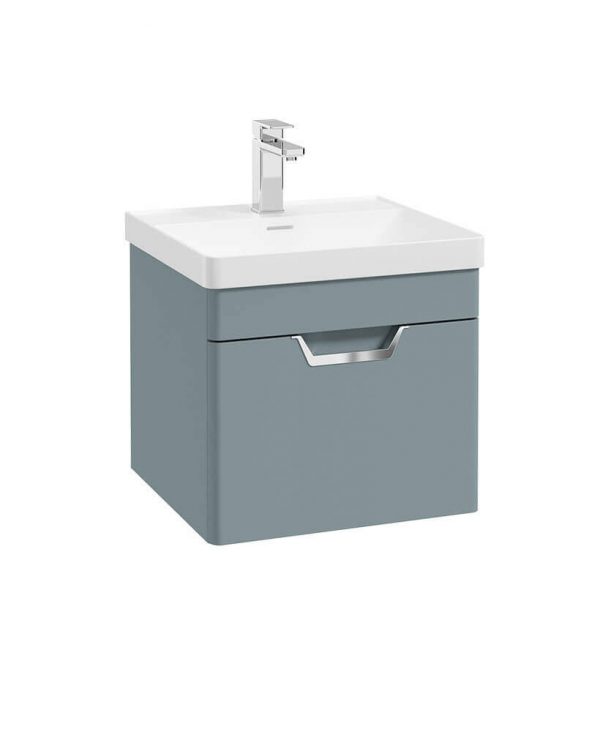  FREYA 50cm 1 Drawer Wall Hung Vanity Unit Matt Coral Green-Chrome Handle