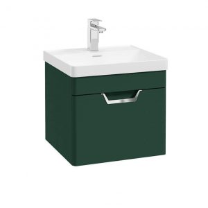 FREYA 50cm 1 Drawer Wall Hung Vanity Unit Matt Wreath Green-Chrome Handle