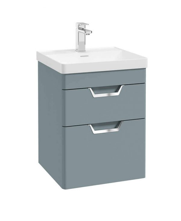  FREYA 50cm 2 Drawer Wall Hung Vanity Unit Matt Coral Green-Chrome Handle