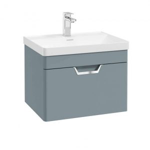 FREYA 60cm 1 Drawer Wall Hung Vanity Unit Matt Coral Green-Chrome Handle