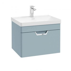 FREYA 60cm 1 Drawer Wall Hung Vanity Unit Matt Morning Sky Blue-Chrome Handle