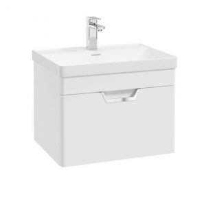 FREYA 60cm 1 Drawer Wall Hung Vanity Unit Matt White-Brushed Chrome Handle