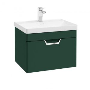 FREYA 60cm 1 Drawer Wall Hung Vanity Unit Matt Wreath Green-Chrome Handle