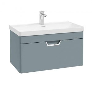 FREYA 80cm 1 Drawer Wall Hung Vanity Unit Matt Coral Green-Chrome Handle