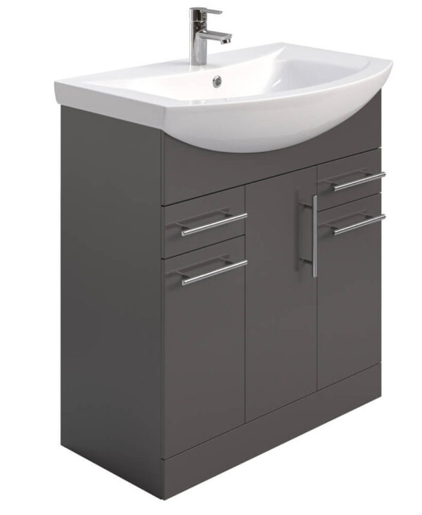  BELMONT Gloss Grey 75cm Vanity Unit