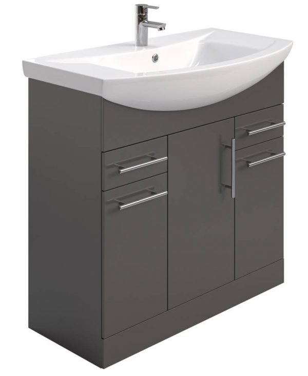  BELMONT Gloss Grey 85cm Vanity Unit