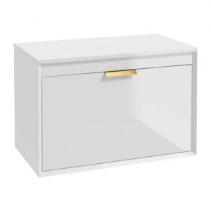 FJORD 80cm Unit with Counter Top Gold Handle Gloss White