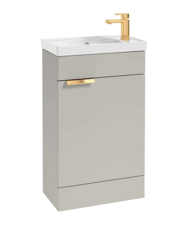  STOCKHOLM 50cm Floor Standing Cloakroom Unit Gold Handle Matt Arctic Grey