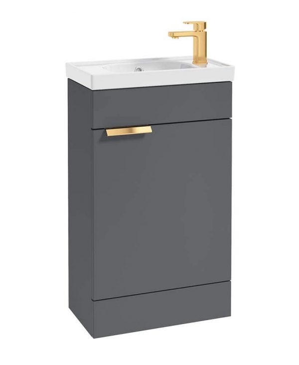  STOCKHOLM 50cm Floor Standing Cloakroom Unit Gold Handle Matt Midnight Grey