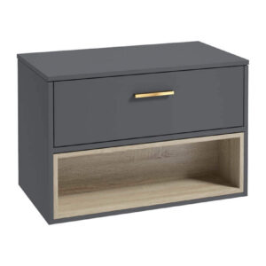 MALMO 80cm Countertop Basin Midnight Grey - Brushed Gold handle