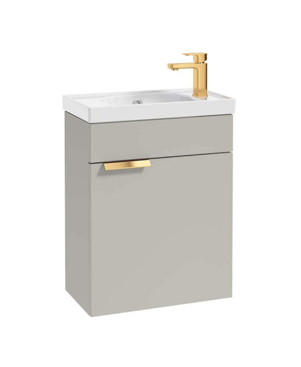  STOCKHOLM 50cm Wall Hung Cloakroom Unit Gold Handle Matt Arctic Grey