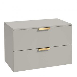 STOCKHOLM 80cm Unit with Counter Top Gold Handle Matt Arctic Grey