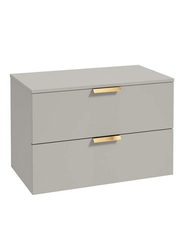  STOCKHOLM 80cm Unit with Counter Top Gold Handle Matt Arctic Grey