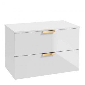 STOCKHOLM 80cm Unit with Counter Top Gold Handle Gloss White