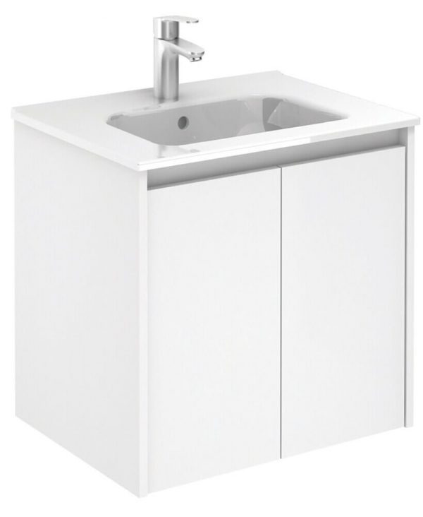 SMART Gloss White 60cm Vanity Unit 2 Door and Slim Basin