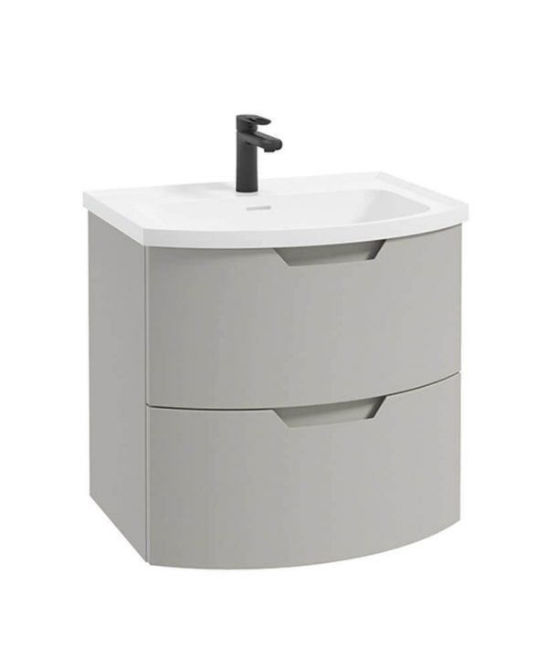  ARC 60cm 2 Drawer Wall Hung Vanity Unit Matt Arctic Grey - Matt Basin