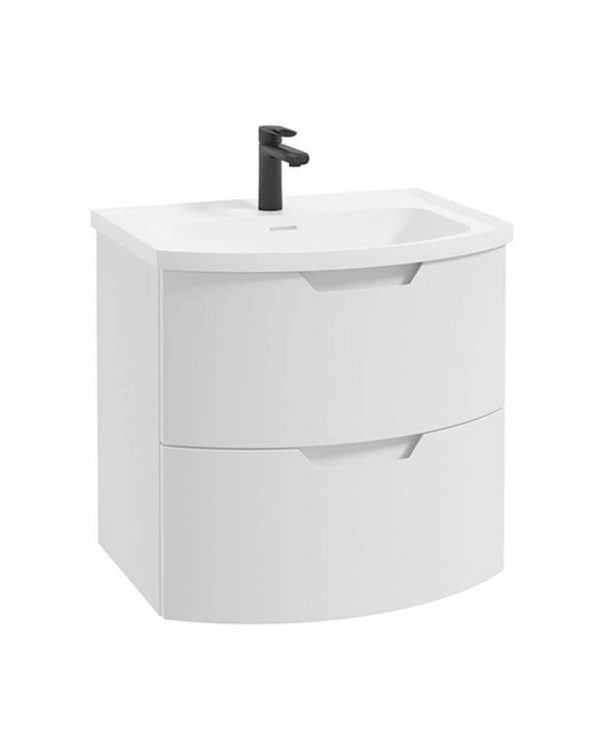  ARC 60cm 2 Drawer Wall Hung Vanity Unit Matt White-Matt Basin