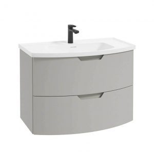 ARC 80cm 2 Drawer Wall Hung Vanity Unit Matt Arctic Grey - Matt Basin