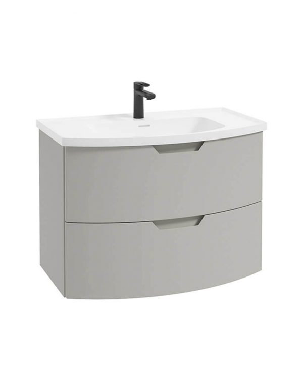  ARC 80cm 2 Drawer Wall Hung Vanity Unit Matt Arctic Grey - Matt Basin