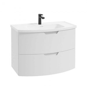 ARC 80cm 2 Drawer Wall Hung Vanity Unit Matt White - Matt Basin