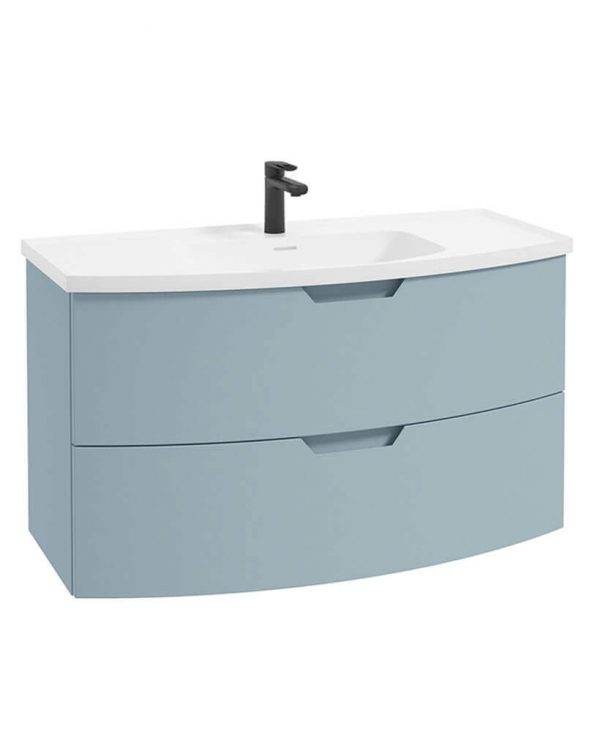  ARC 100cm 2 Drawer Wall Hung Vanity Unit Matt Morning Sky Blue - Matt Basin