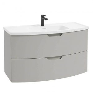 ARC 100cm 2 Drawer Wall Hung Vanity Unit Matt Arctic Grey - Matt Basin