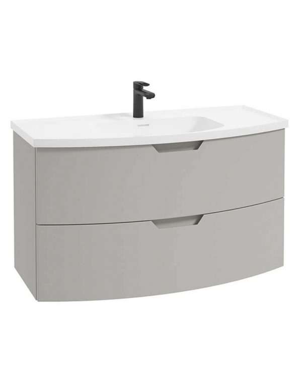  ARC 100cm 2 Drawer Wall Hung Vanity Unit Matt Arctic Grey - Matt Basin