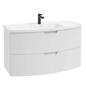 ARC 100cm 2 Drawer Wall Hung Vanity Unit Matt White - Matt Basin