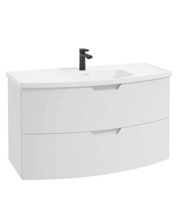  ARC 100cm 2 Drawer Wall Hung Vanity Unit Matt White - Matt Basin