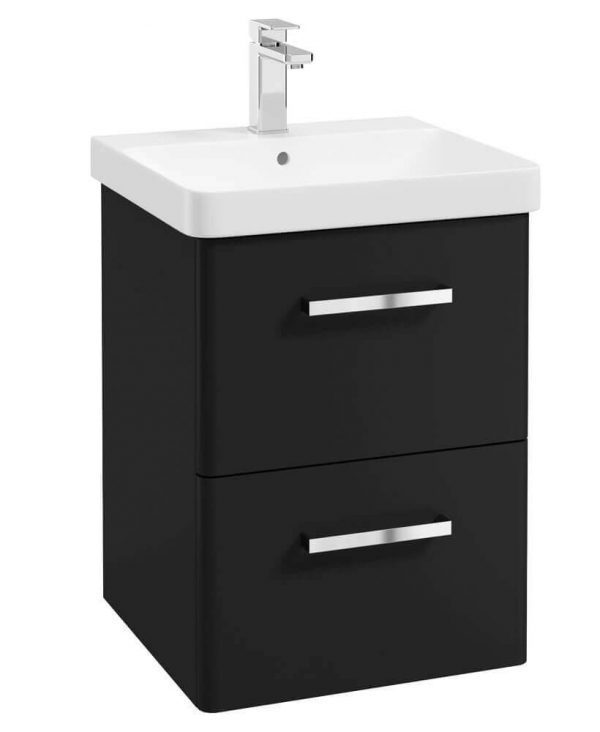  KORA  50cm WH 2 Drawer Vanity Unit Matt Black-Chrome Handle