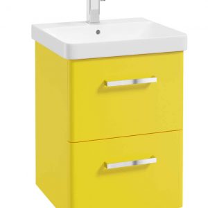 KORA 50cm WH 2 Drawer Vanity Unit Sun-Kissed Yellow Matt-Chrome Handle