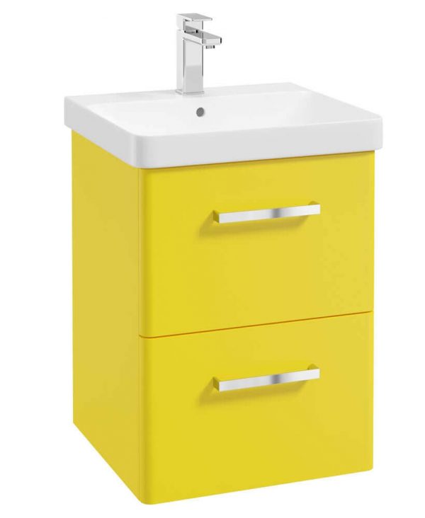  KORA  50cm WH 2 Drawer Vanity Unit Sun-Kissed Yellow Matt-Chrome Handle