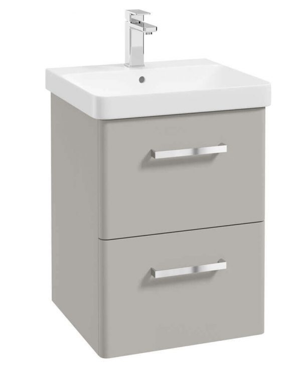  KORA  50cm WH 2 Drawer Vanity Unit Matt Arctic Grey-Chrome Handles