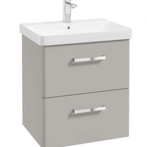 KORA  60cm Wall Hung 2 Drawer Vanity Unit Matt Arctic Grey-Chrome Handles