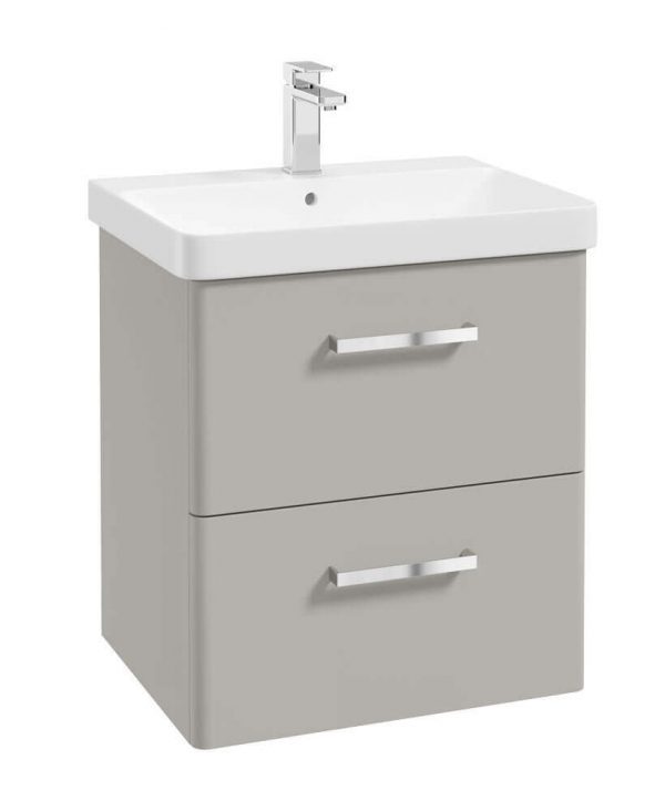  KORA  60cm Wall Hung 2 Drawer Vanity Unit Matt Arctic Grey-Chrome Handles