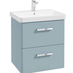 KORA  60cm Wall Hung 2 Drawer Vanity Unit Matt Morning Sky Blue-Chrome Handles